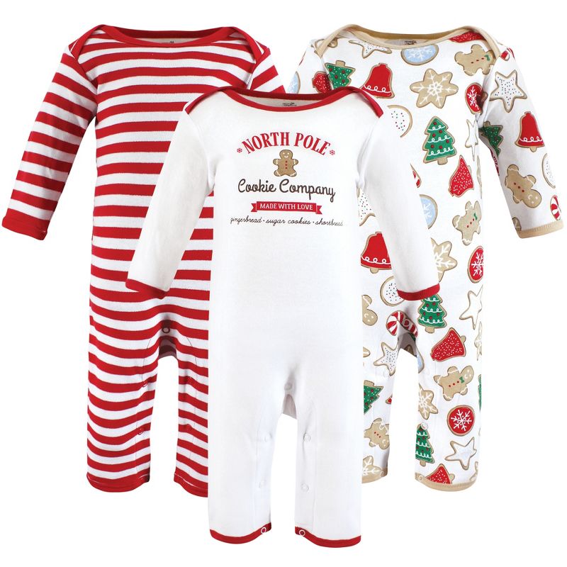 Touched by Nature Unisex Baby Organic Cotton Coveralls, Christmas Cookies, 1 of 6