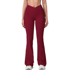 Anna-Kaci Active Women's Crossover Waist Flare Lounge Pants in Soft Woven Fabric with Relaxed Fit and Streamlined Silhouette - 1 of 4