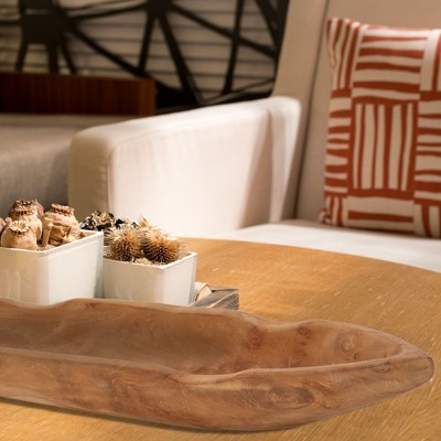Nordic Teak Natural Viking Boat Table Centerpiece - Beige