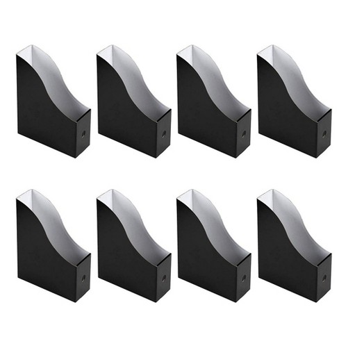 8 Pack Kraft Corrugated Cardboard Magazine File Holders w/ Labels Durable Design 