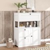 Hyleory Cabinet Wooden Storage Organizer with 1 Door and 3 Drawers, Free-Standing Cupboard for Kitchen/Living Room/Bathroom Use - 2 of 4