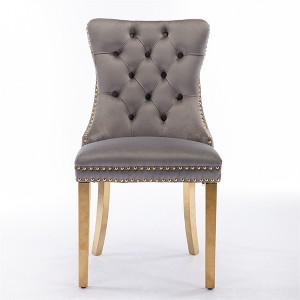 Dronkon Modern Velvet Dining Chairs Set of 2, High-End Tufted Upholstery with Gold Stainless Steel Legs & Nailhead Trim - 1 of 4