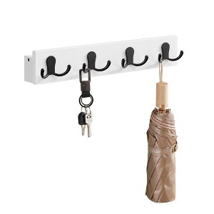 Coat Rack Wall Mount, Coat Hooks Wall Mounted, 4 Double Metal Hooks for Bags, Hats, Towels, for Entryway, Living Room Loads up to 35.3 lb - 1 of 4