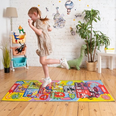 DC Super Hero Girls Educational Hopscotch Rug, 2' 7" x 6' 0"