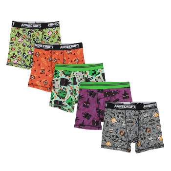 Youth Boys Minecraft Boxer Brief Underwear 5-Pack - Pixelated Comfort for Gamers