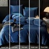Navy Flannel Velvet Duvet Cover, King Size, 3pcs Ultra Soft Luxury Textured Modern Crystal Velvet with Zipper. - 3 of 4