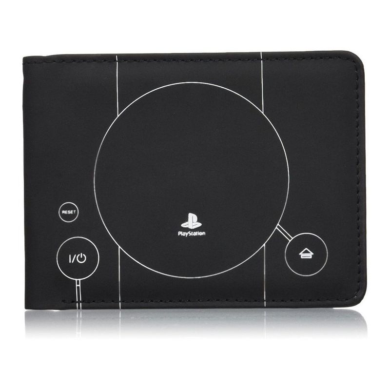 Rubber Road PlayStation PS1 Console Men's Bi-Fold Wallet Black, 1 of 4