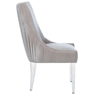 Transitional Pale Taupe Velvet Side Chair with Acrylic Legs