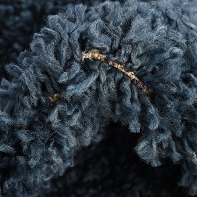 Marine Blue Rectangular Shag Indoor Area Rug