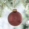 Christmas By Krebs - 67mm / 2.625" Designer Glass Baubles [8 Pieces] - Cranberry Merlot Red Sparkle - 3 of 3