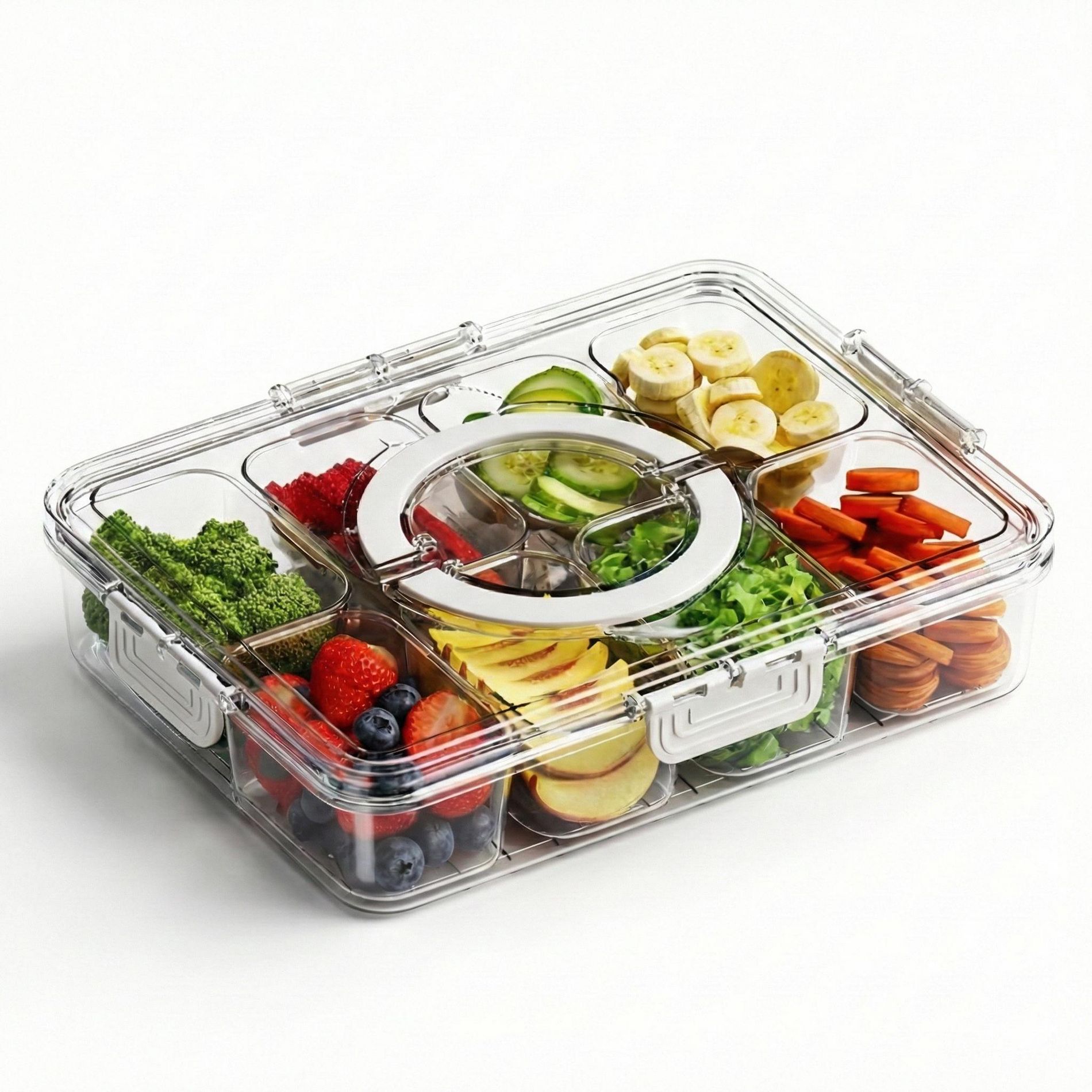 Food Storage Container, Portable Serving Snack Box with Lid and Handle for Lunch Box and Picinc