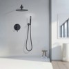 Shower System Shower Faucet Combo Set Wall Mounted with 10" Rainfall Shower Head and handheld shower, Matte Black Finish with Brass Valve Rough-In - 2 of 4