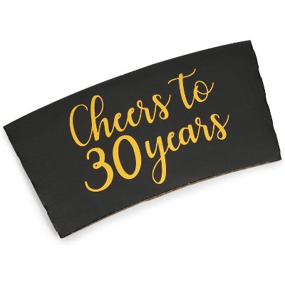 Sparkle and Bash 50-Pack Cheers to 30 Years Corrugated Coffee Cup Sleeves for Paper Cups, 30th Pearl Anniversary