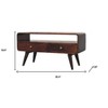 HomeRoots 35" Walnut Solid Wood Enclosed and Open Storage TV Stand - 3 of 4