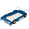 NicBex Full Size Race Car-Shaped Platform Bed Frame with Wheels,Solid Wood Slats Support,No Box Spring Needed,Easy Assembly,Blue - 3 of 4