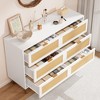 Rattan 6 Drawer Dresser, Farmhouse Wooden Chest of Drawers with 5 Metal Legs - 4 of 4