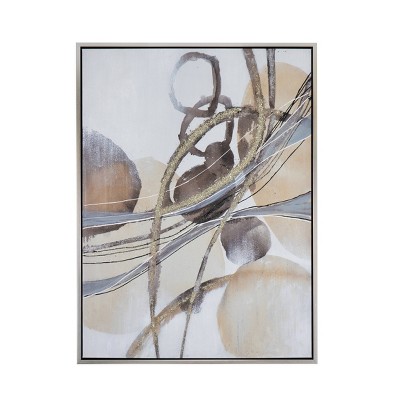 A&B Home 35.5"x47" Think of You III Oil Painting on Frame Wall Art Canvas Brown : Contemporary Art Deco, Vertical
