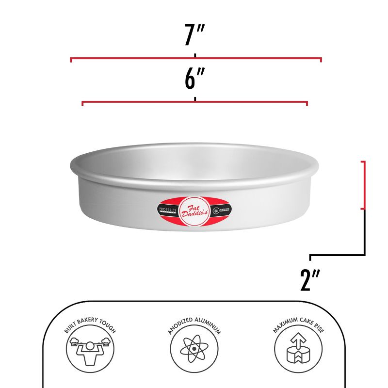 Fat Daddio's 6" x 2" Anodized Aluminum Round Cake Pans, Pack of 6, 3 of 5