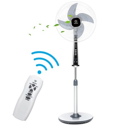 Costway 15'' Pedestal Fan Stand 4 Blades 3-Speed 3 Mode Height Adjustable Remote Control