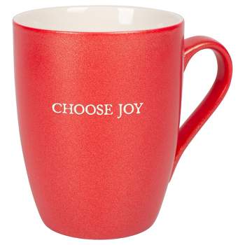 Elanze Designs Choose Joy Crimson Red 10 ounce New Bone China Coffee Cup Mug