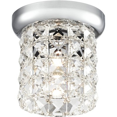 Vienna Full Spectrum Modern Ceiling Light Flush Mount Fixture Chrome 4 3/4" Wide Studded Crystal for Bedroom Kitchen Living Room