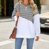 Coolmee Women's Sweatshirt Long Sleeve Crewneck Striped Sweatshirt Trendy Fall Tops Pullover Sweatshirts - 4 of 4