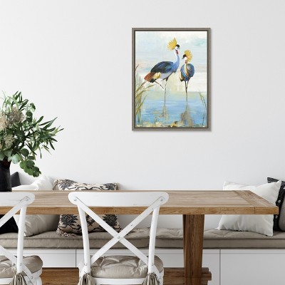Heron Pairing Canvas Art with Greywash Frame, 18 x 24 inches