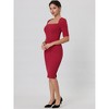 Hobemty Women's Square Neck Zip Front Short Sleeve Work Sheath Dresses - 3 of 4