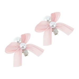 Unique Bargains Pearl Bow Hair Clip 2 Pcs - 1 of 4