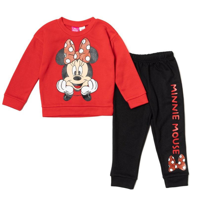 Disney Minnie Mouse Fleece Pullover Sweatshirt Pants Set Gray, 1 of 8
