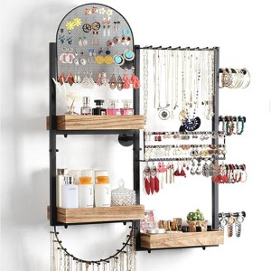 Large Wall Mounted Jewelry Organizer, Hanging Display Holder for Earrings, Necklaces, Bracelets & Accessories - 1 of 4