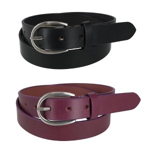 CTM Women's Adjustable Smooth Leather Dress Belt Set - 1 of 4