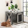 Dog Crate Furniture,Dog Kennel Furniture with Sliding Barn Door & Flip Top - 36" Large Pet Cage Divider, 360¡ã Wheels for Pets Up to 70Lbs - 2 of 4