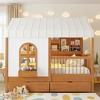 Polibi Full Size House Bed with Soft Tent Canopy, Bookshelf, Dual Drawers & USB Charging Ports - 2 of 4