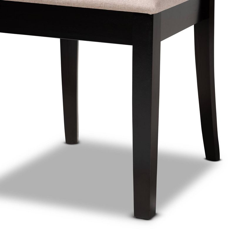 2pc MinetteFabric Upholstered Espresso Wood Dining Chair Set Sand/Dark Brown - Baxton Studio: Modern Comfort, Foam-Padded, Cut-Out Back Design, 6 of 9