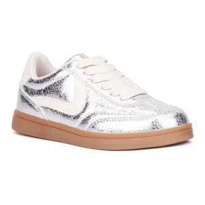 Olivia Miller Girl's Shimmer Low Top Sneakers - 1 of 4