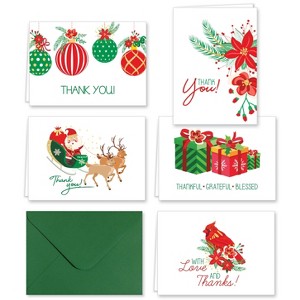 Paper Frenzy Traditional Christmas Thank You Note Cards and Envelopes - 25 pack - 1 of 4
