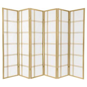 6 ft. Tall Double Cross Shoji Screen - Special Edition - Gold (6 Panels)