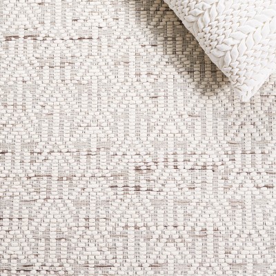 Ivory Beige Handwoven Wool Synthetic 8' x 10' Area Rug