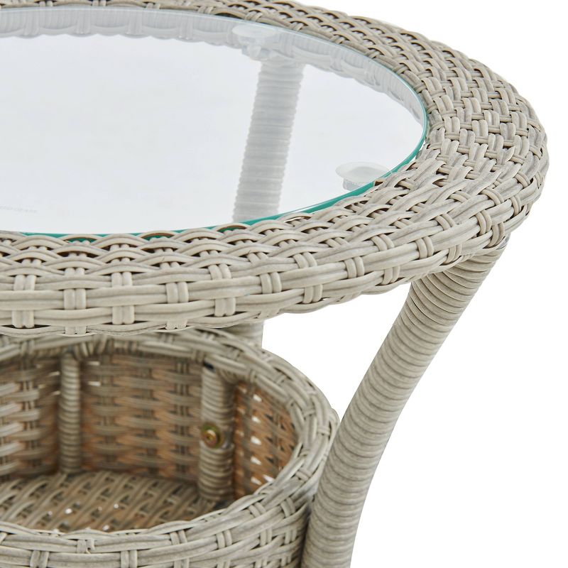 All-Weather Wicker Haven Outdoor Accent Table with Storage Beige - Alaterre Furniture, 5 of 9