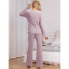 INSPIRE CHIC cheibear Women's Crewneck Soft Long Sleeve with Pocket Pajamas Set - 4 of 4