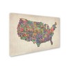 22" x 32" US Cities Text Map VI by Michael Tompsett - Trademark Fine Art - image 2 of 4