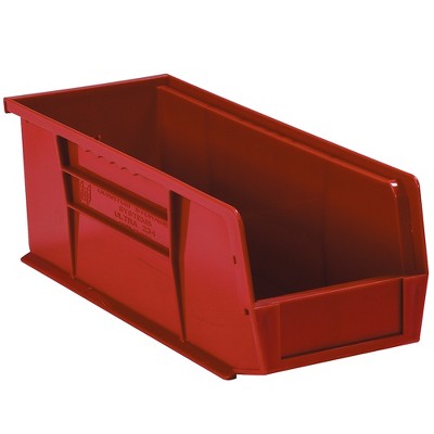 Box Partners Plastic Stack & Hang Bin Boxes 10 7/8" x 4 1/8" x 4" Red 12/Case BINP1144R