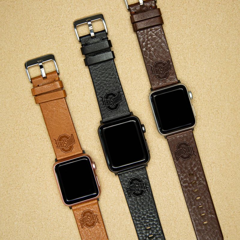 NCAA Ohio State Buckeyes Apple Watch Compatible Leather Band - Black, 3 of 4