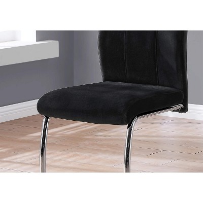 Modern Luxe Black Velvet Upholstered Side Chair with Chrome Metal Base