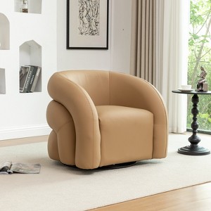 SEYNAR Modern Glam PU Leather 360 Degree Swivel Accent Armchair with Tufted Back - 1 of 4