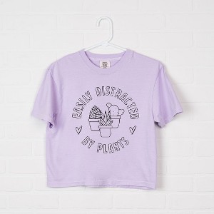 Simply Sage Market Women's Easily Distracted By Plants Short Sleeve Relaxed Fit Cropped Tee - 1 of 4