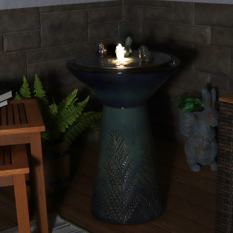 Sunnydaze Gathering Birds Ceramic Outdoor Fountain with LED Lights, 3 of 16