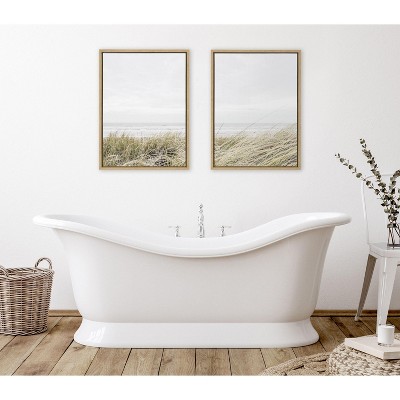 Natural Coastal Beach Scene Canvas Print Set with Polystyrene Frame