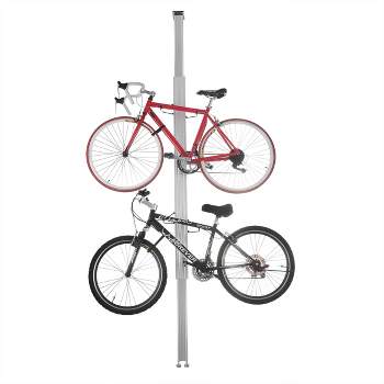 Bike Rack - Adjustable Aluminum Bicycle Hanger for 2 Bikes Extends from 7 to 11ft - Floor to Ceiling Tension Mount Bike Storage by RAD Sportz
